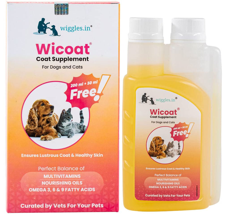 Wicoat Skin and Coat Supplement for Cats & Dogs, 250ml - Prevents shedding, dandruff & skin allergy