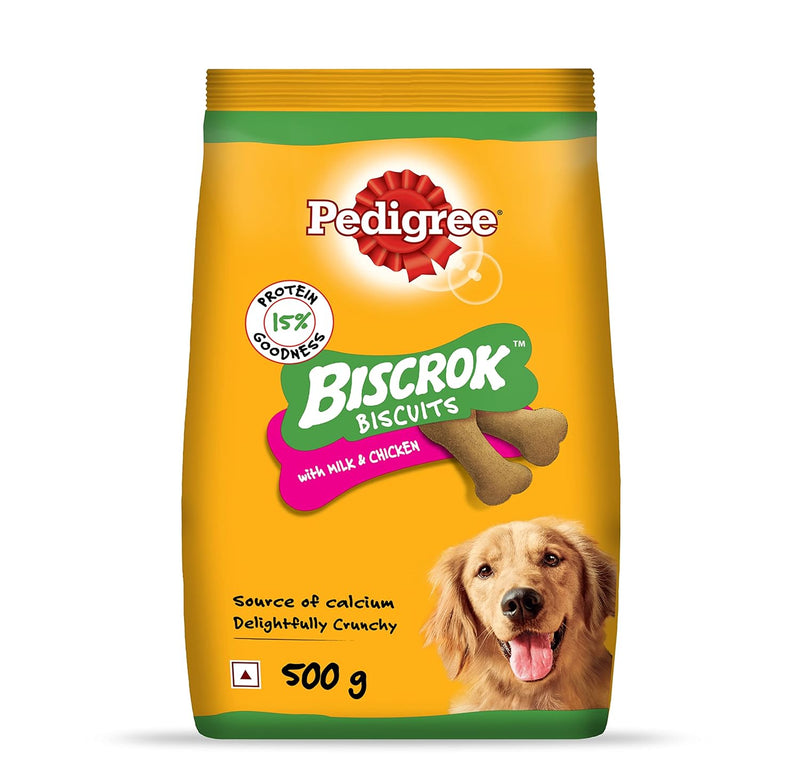 Pedigree Biscrok Dog Biscuit, Chicken & Milk Flavour, 500 g