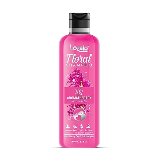 Lozalo Floral Pet Shampoo Lily Fragrance- Effective Cleansing for Smelly Dogs and Cats, 250 ml