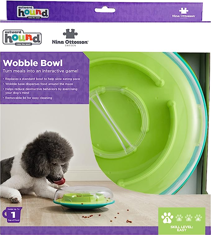 Outward Hound Nina Ottosson Wobble Bowl Dog Game -Interactive Slow Feeder Bowl Dog Game