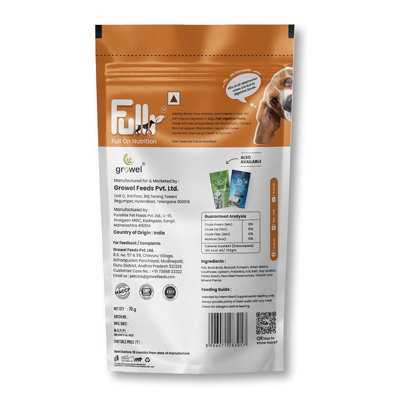 Fullr Digestive Cold Pressed Dog Treats, 70g (Pack of 1)