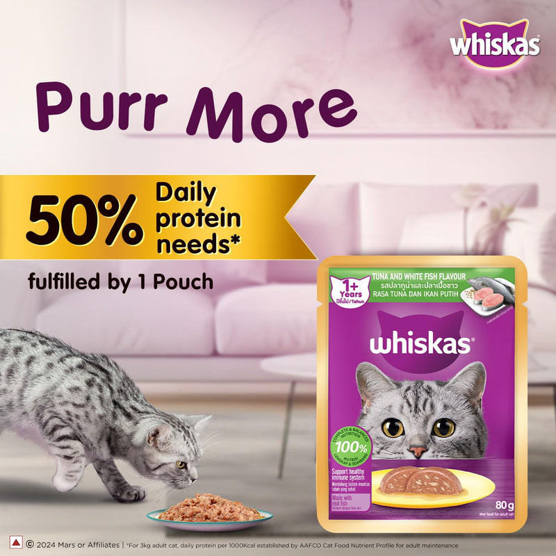 Whiskas Adult Wet Cat Food Tuna and White Fish Flavour