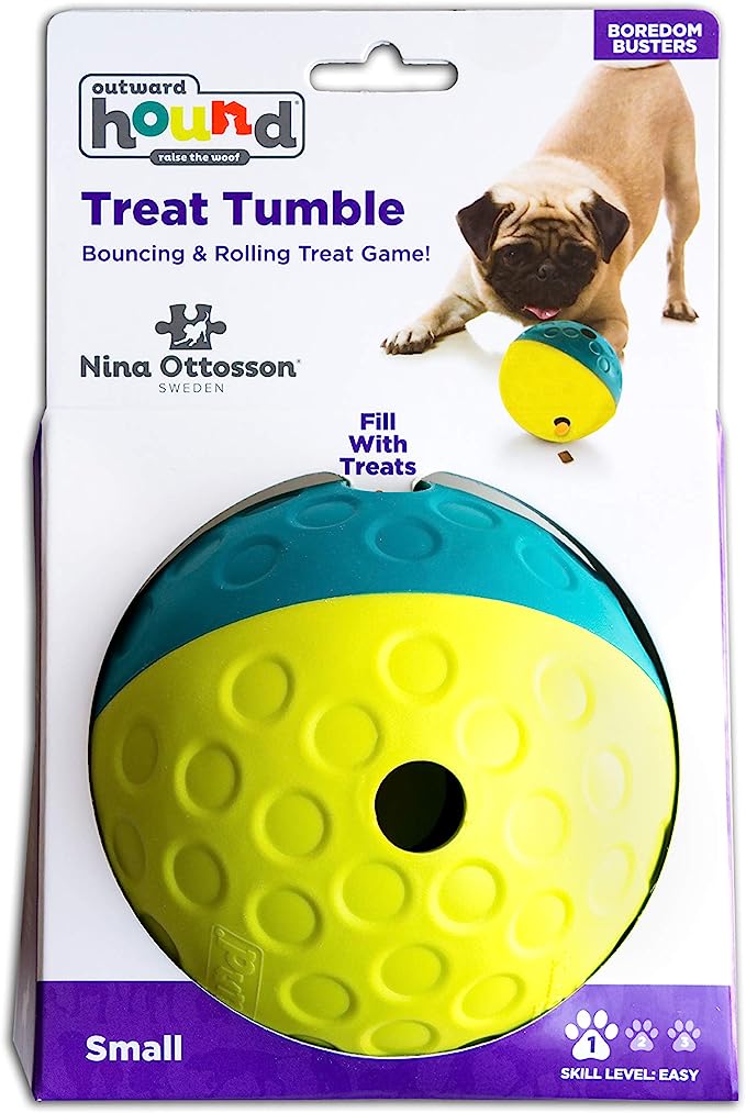 Outward Hound Nina Ottosson Treat Tumble Blue Interactive Treat-Dispensing Puzzle Dog Toy, Small