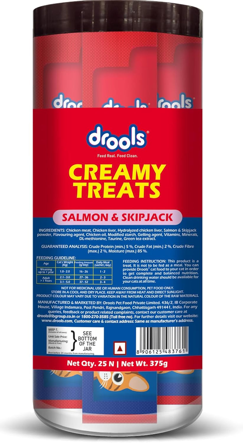 Drools Creamy Treats for Cats of All Stages, Salmon Sipjack 25 Pcs