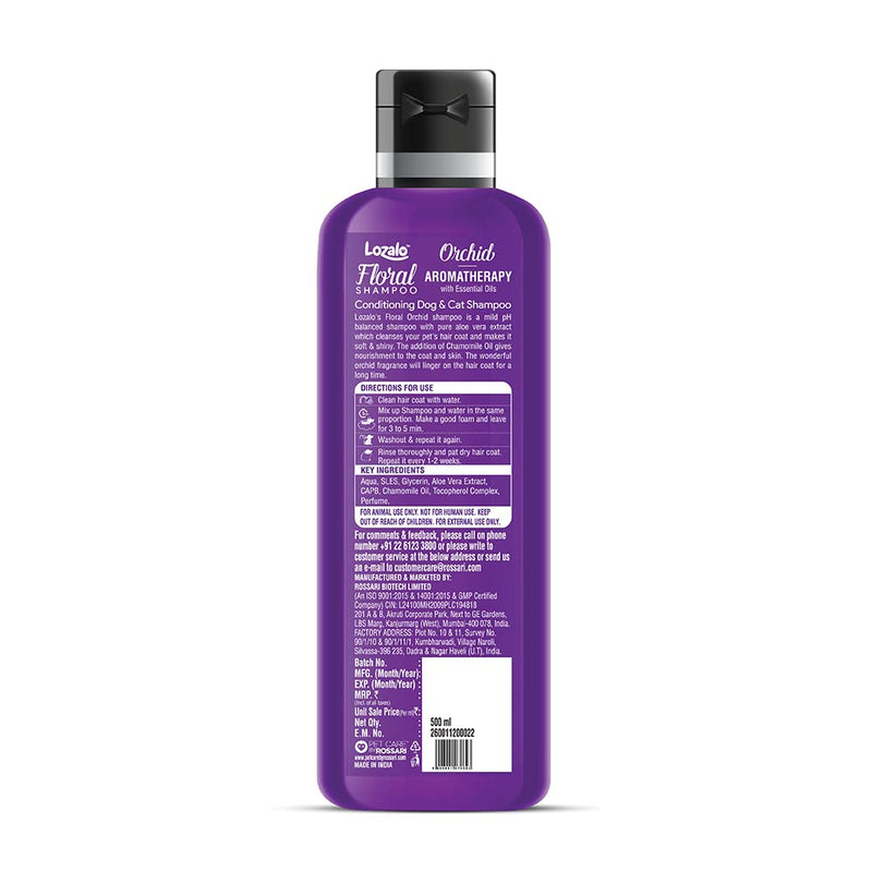 Lozalo Floral Pet Shampoo Effective Cleansing for Smelly Dogs and Cats (Orchid Fragrance)