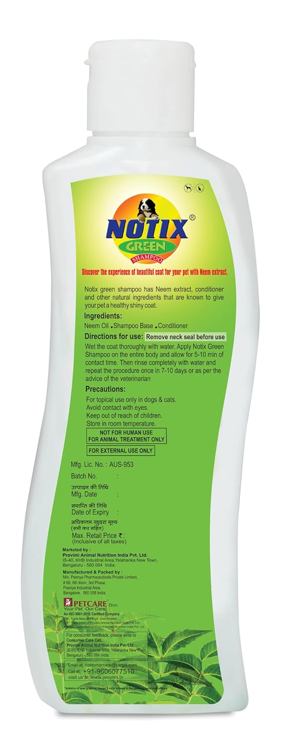 Petcare Notix Green Anti-Ticks Herbal Shampoo for Dogs, 200ml