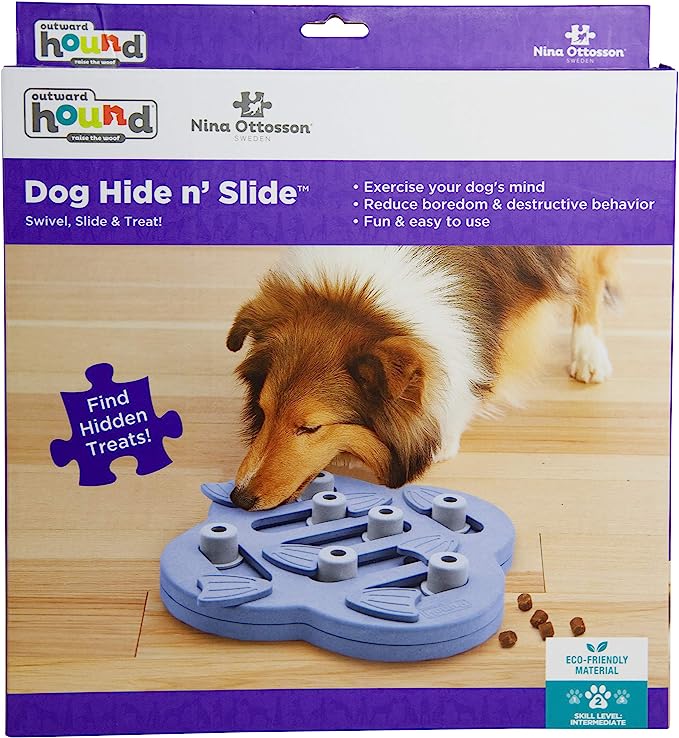 Outward Hound Nina Ottosson Dog Hide N' Slide Purple Interactive Treat Puzzle Dog Toy