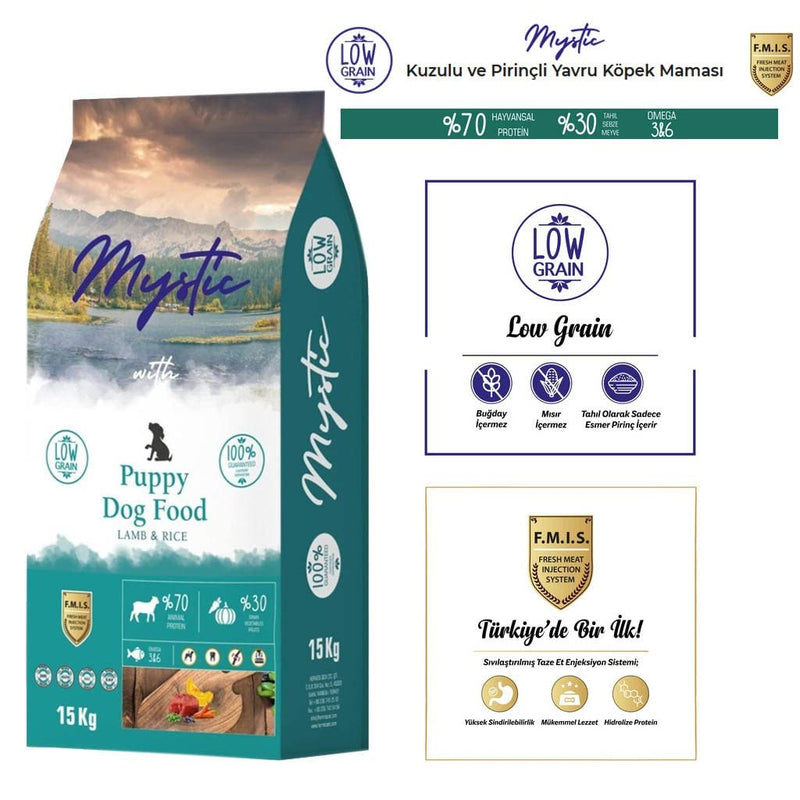 Mystic Dry Dog Pet Food Low Grain, Puppy Medium and Maxi, Lamb & Rice