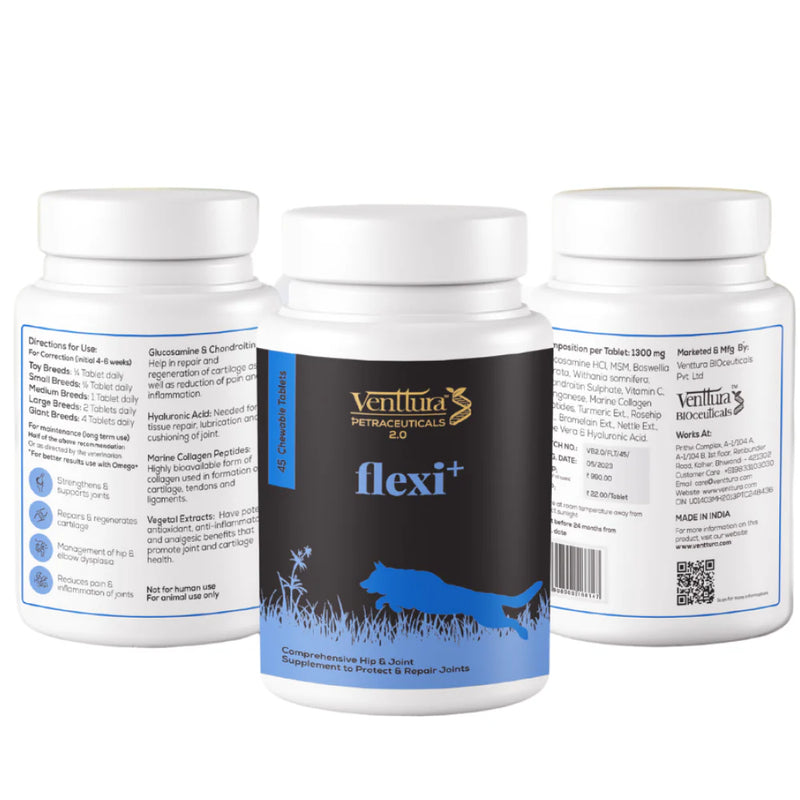 Venttura Flexi Plus Hip & Joint Chewable Supplement for Dogs – Supports Joint Health & Mobility