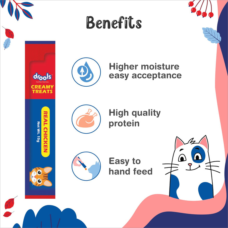 Drools Creamy Treats for Cats of All Stages, Real Chicken 25 Pcs