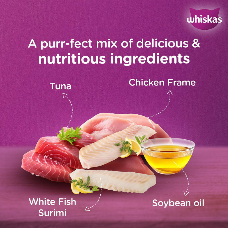 Whiskas Adult Wet Cat Food Tuna and White Fish Flavour