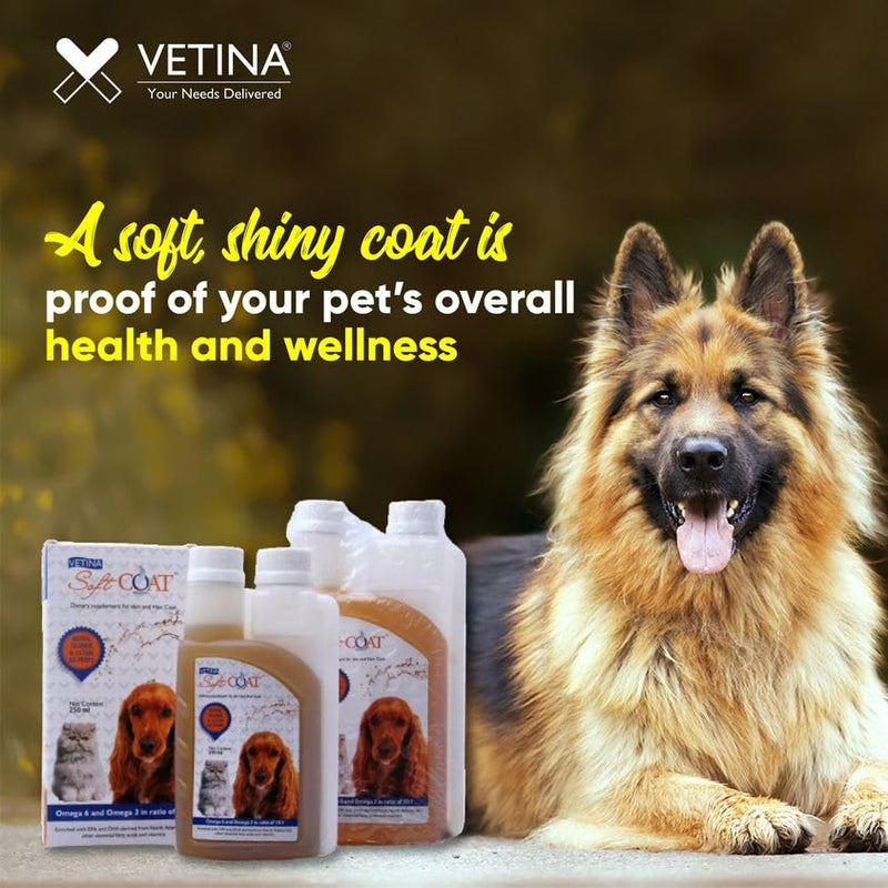 Vetina Soft Coat Syrup for Dog and Cats, 250 ml