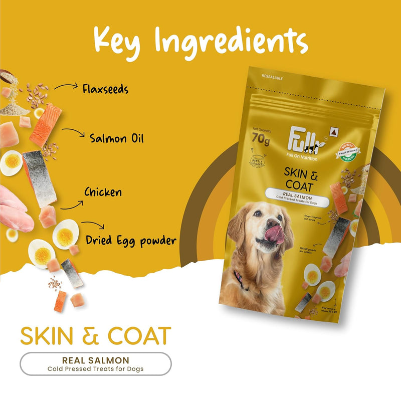 Fullr Skin & Coat Cold Pressed Dog Treats, 70g (Pack of 1)