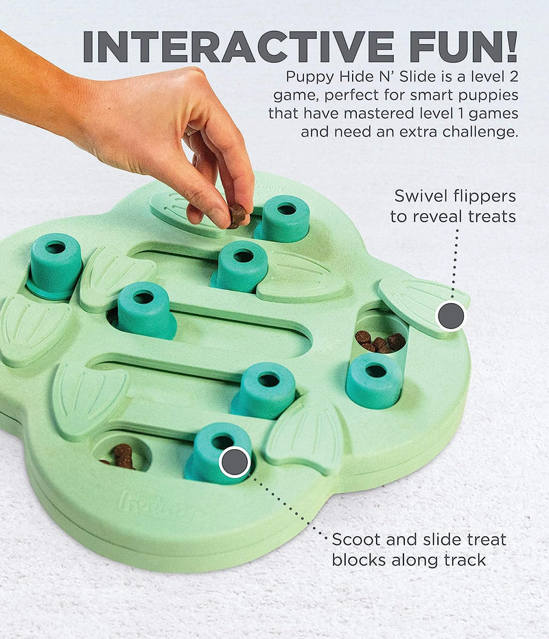 Outward Hound Nina Ottosson Puppy Hide N' Slide Green Interactive Treat Puzzle Dog Toy