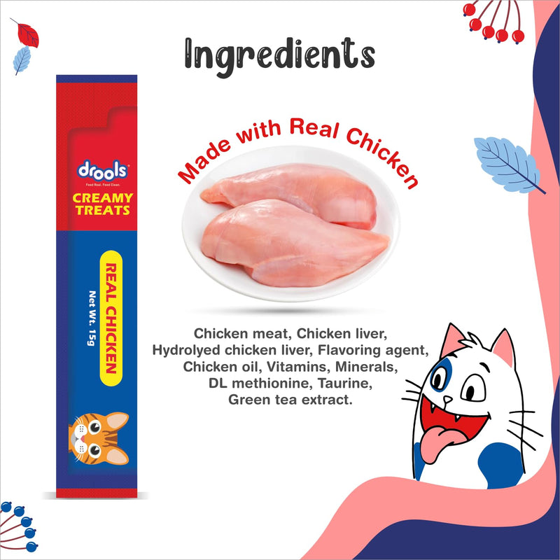 Drools Creamy Treats for Cats of All Stages, Real Chicken 25 Pcs