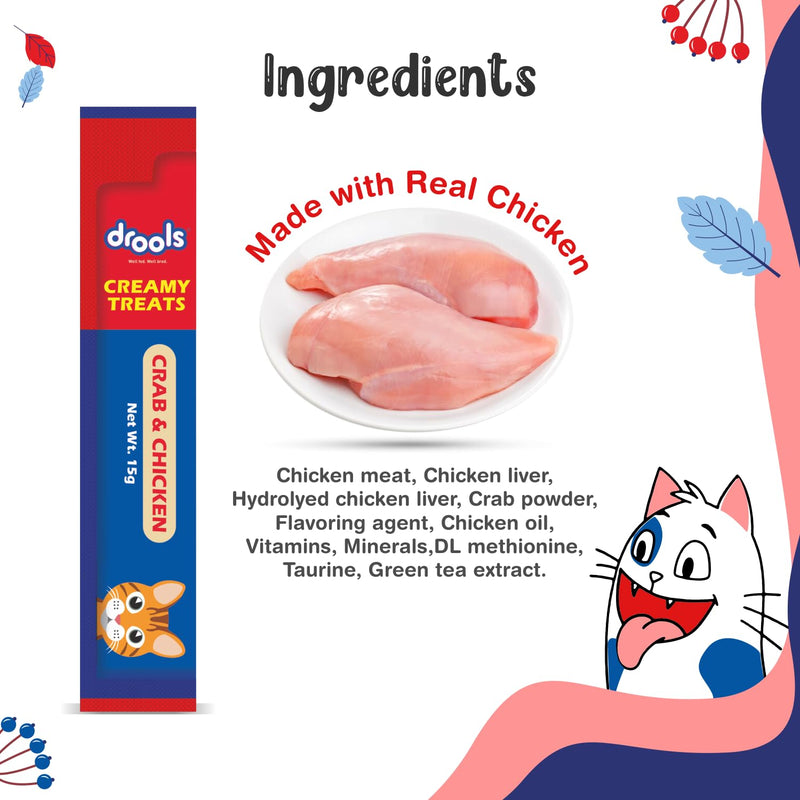 Drools Creamy Treats for Cats of All Stages, Crab & Chicken 25 Pcs