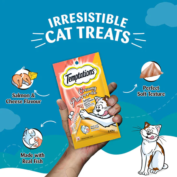 Temptations Creamy Purrrr-ee, Salmon & Cheese Flavour