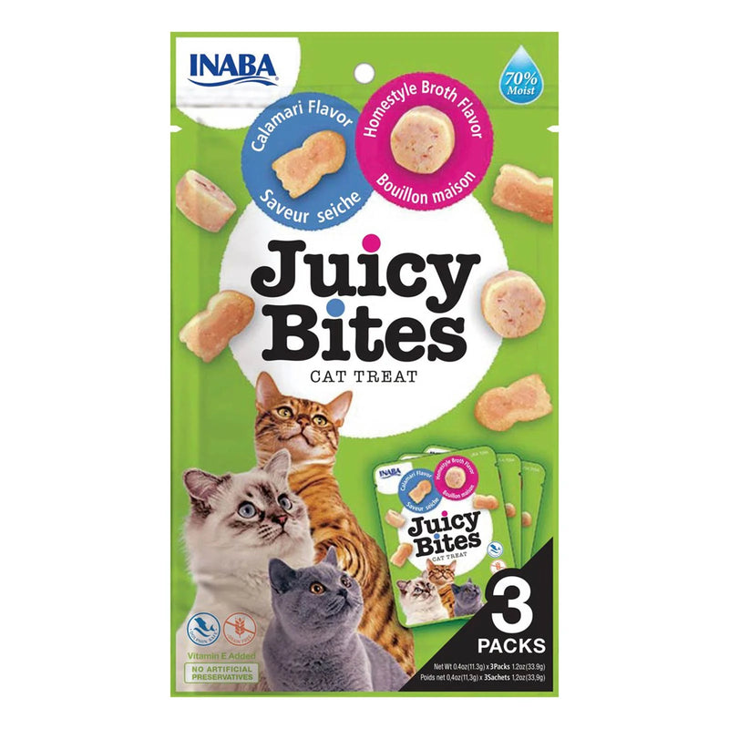 INABA Churu Juicy Bites Homestyle Broth and Calamari Flavor Cat Treats USA705A, 33.9 g (Pack of 1)