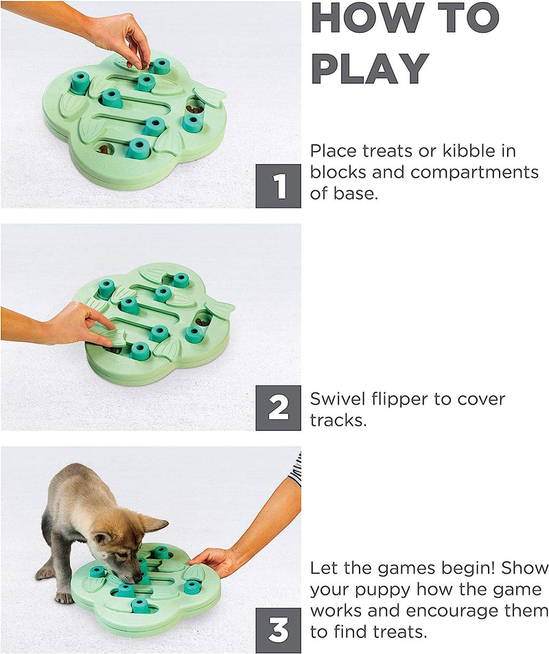 Outward Hound Nina Ottosson Puppy Hide N' Slide Green Interactive Treat Puzzle Dog Toy