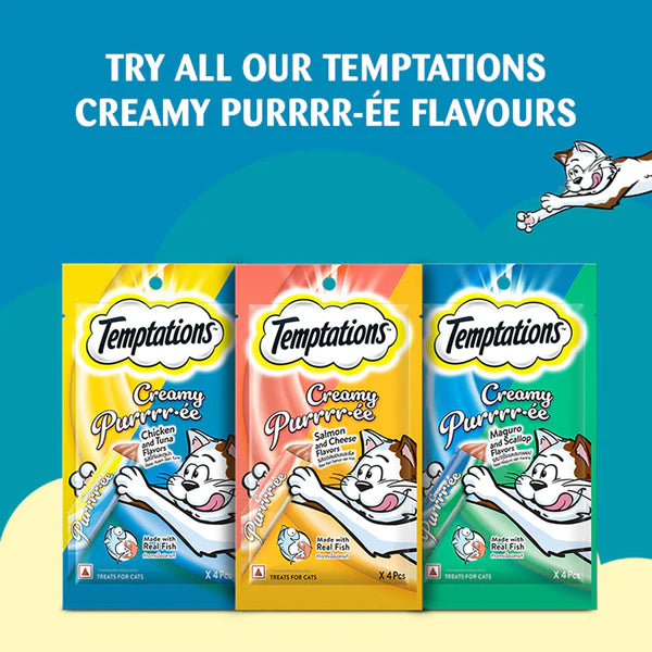 Temptations Creamy Purrrr-ee, Salmon & Cheese Flavour