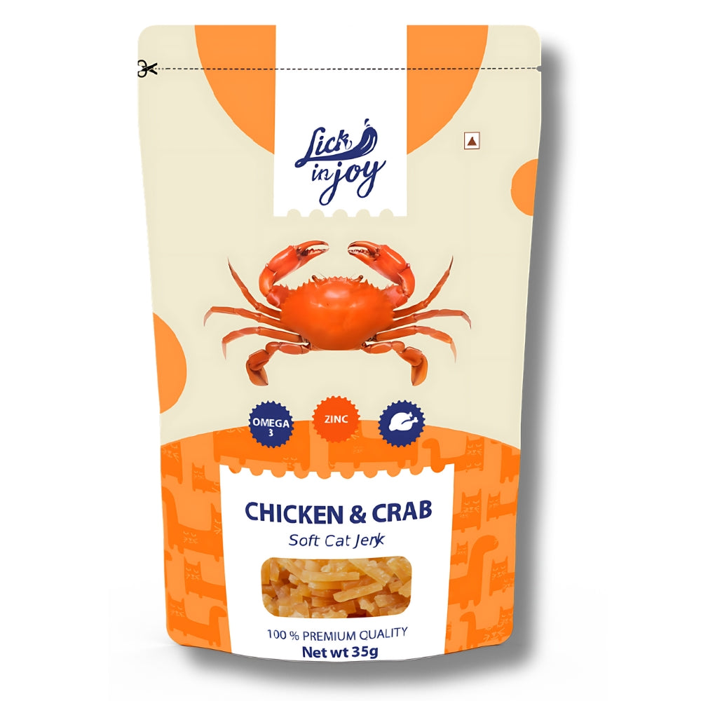 Lick in Joy Soft Cat Jerky Chicken and Crab
