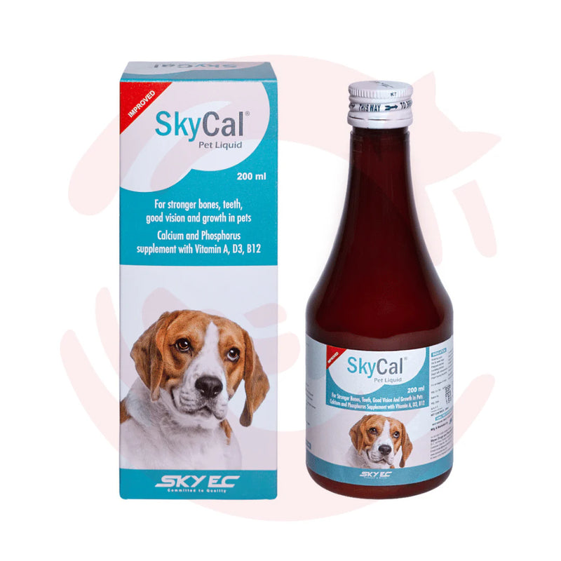 Sky EC Supplements for Cats & Dogs Skycal Pet Syrup Calcium & Vitamin Syrup, 200ml (Pack of 1)