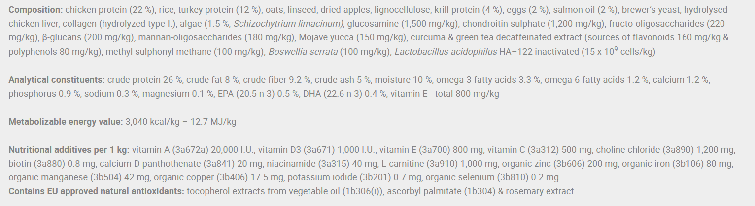 Diet for mobility.