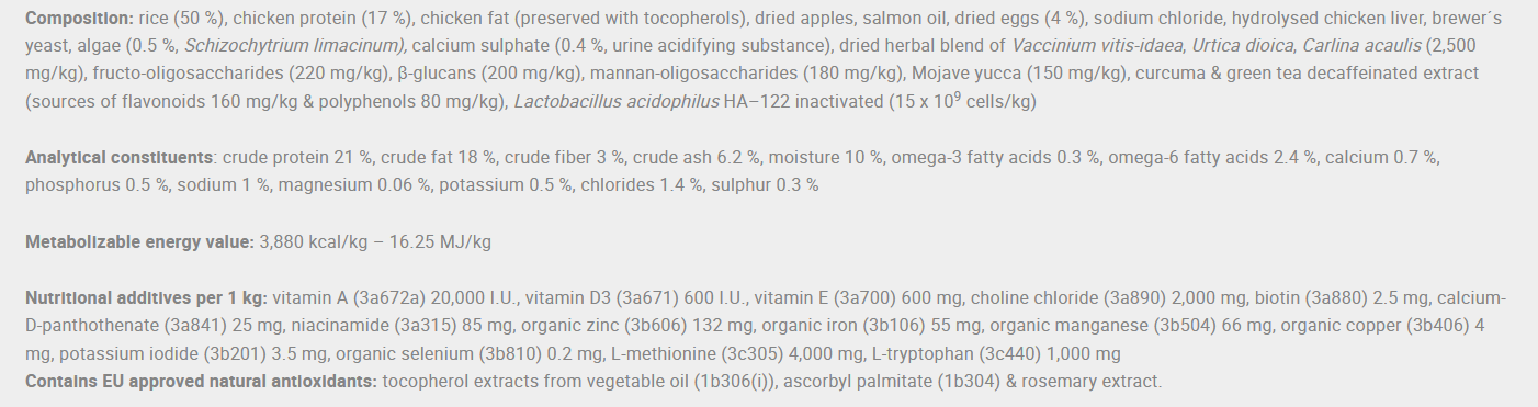 Calibra food for urinary health.