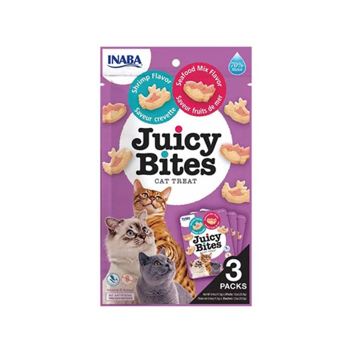 INABA Churu Juicy Bites Shrimp and Seafood Mix Flavor Cat Treats USA704A, 33.9 g (Pack of 1)