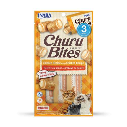 INABA Churu Churu Bites Chicken Wraps with Chicken Recipe Cat Treats USA724B, 30 g (Pack of 1)