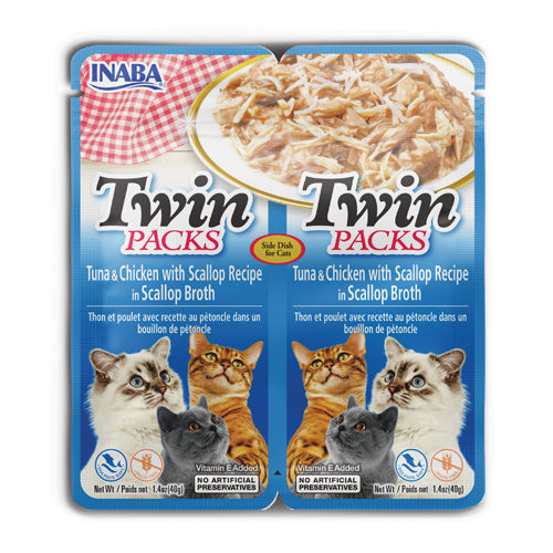 INABA Churu Twins Tuna with Chicken & Scallop Cat Treats USA803B, 80 g (Pack of 1)