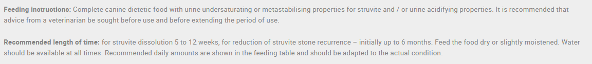 Ingredients for struvite diets.