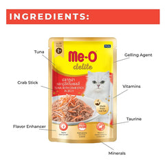 MeO Delite wet food with crab sticks
