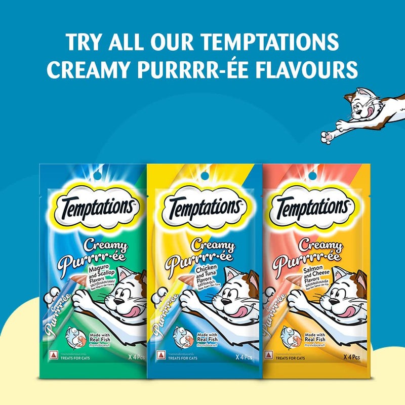 Temptations Creamy Purrrre Adult Creamy Cat Treats, Chicken & Tuna Flavour, 48g