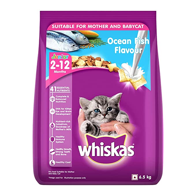 WHISKAS Kitten Dry Food, Ocean Fish with Milk