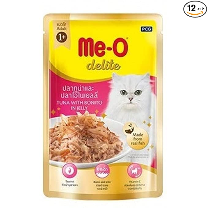 Me-O Delite Tuna with Bonito in Jelly Wet Cat Food 70gm (Pack of 12)