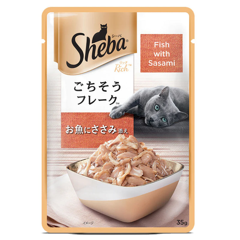 Sheba Fine Adult Wet Cat Food, Fish with Sasami Flavour, 35 g