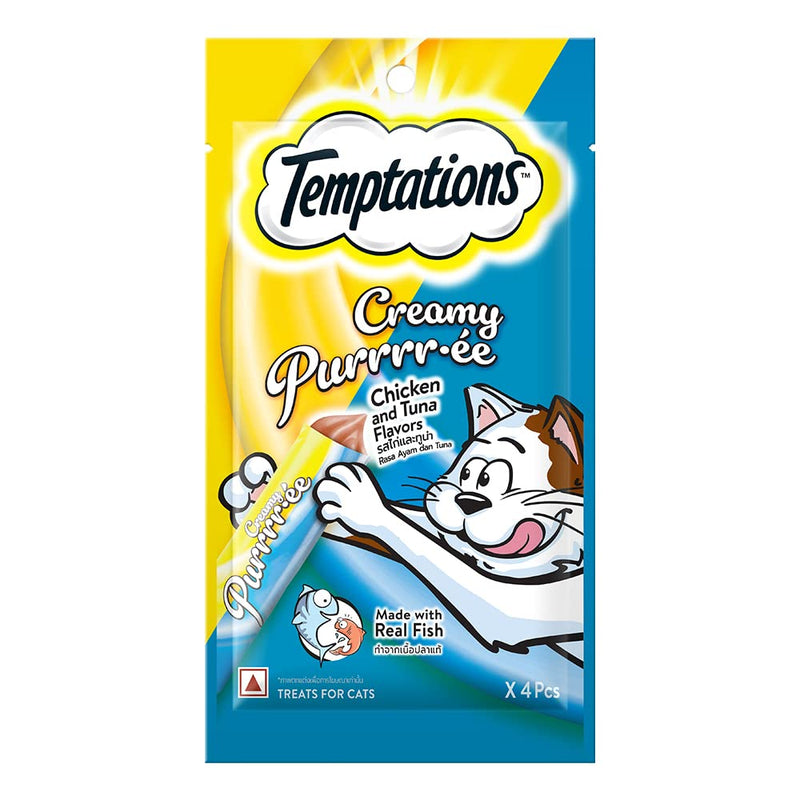 Temptations Creamy Purrrre Adult Creamy Cat Treats, Chicken & Tuna Flavour, 48g