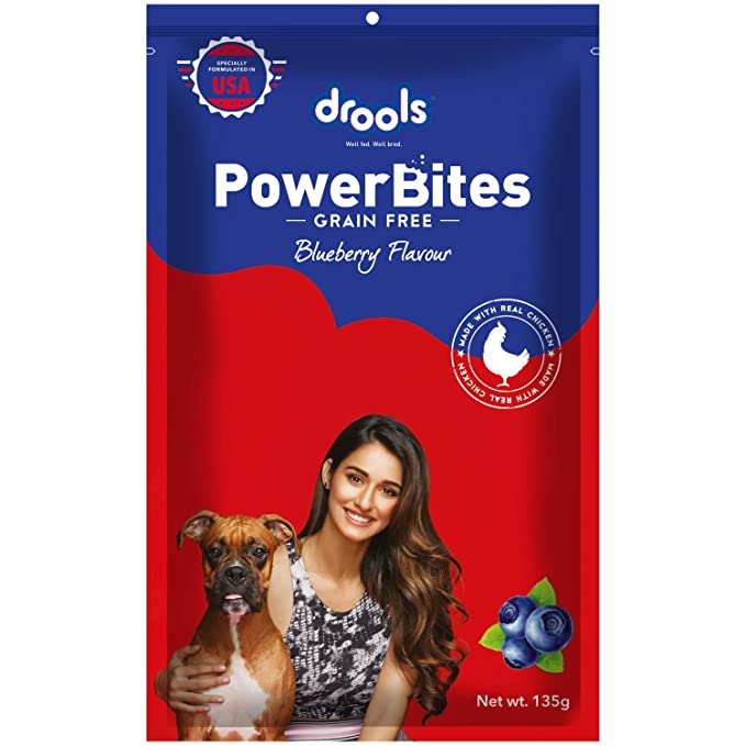 Drools Power Bites Blueberry Flavour, Real Chicken, Dog Treats, 135 g