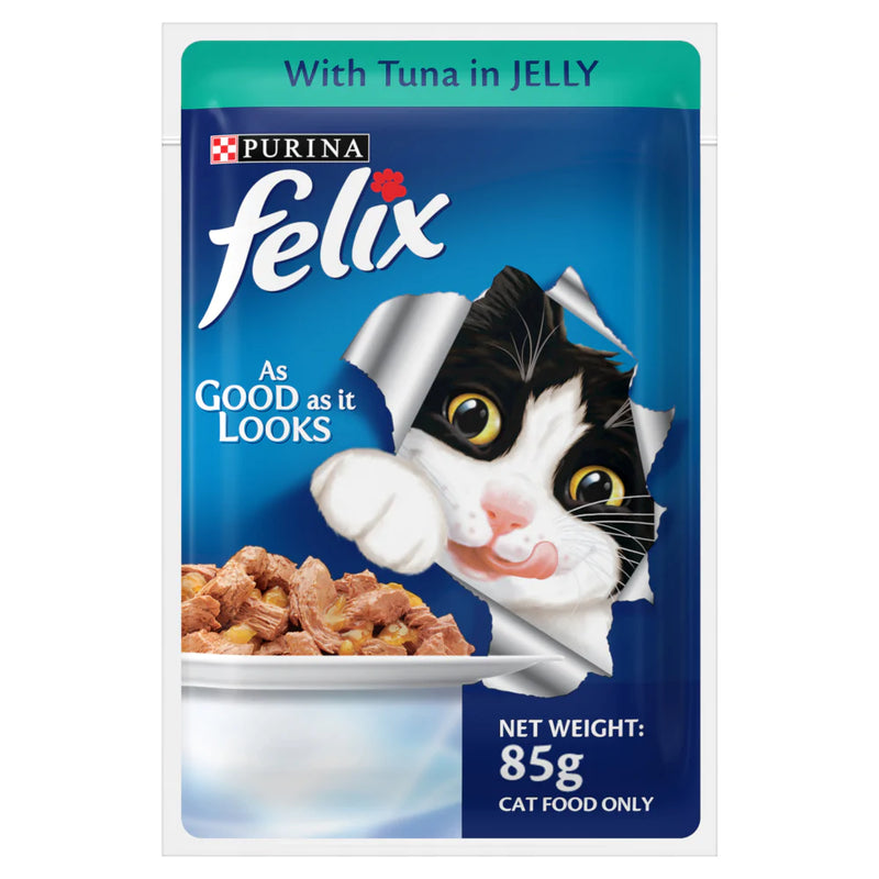 Purina Felix Tuna with Jelly Adult Cat Wet Food, 85 g - Pack of 12