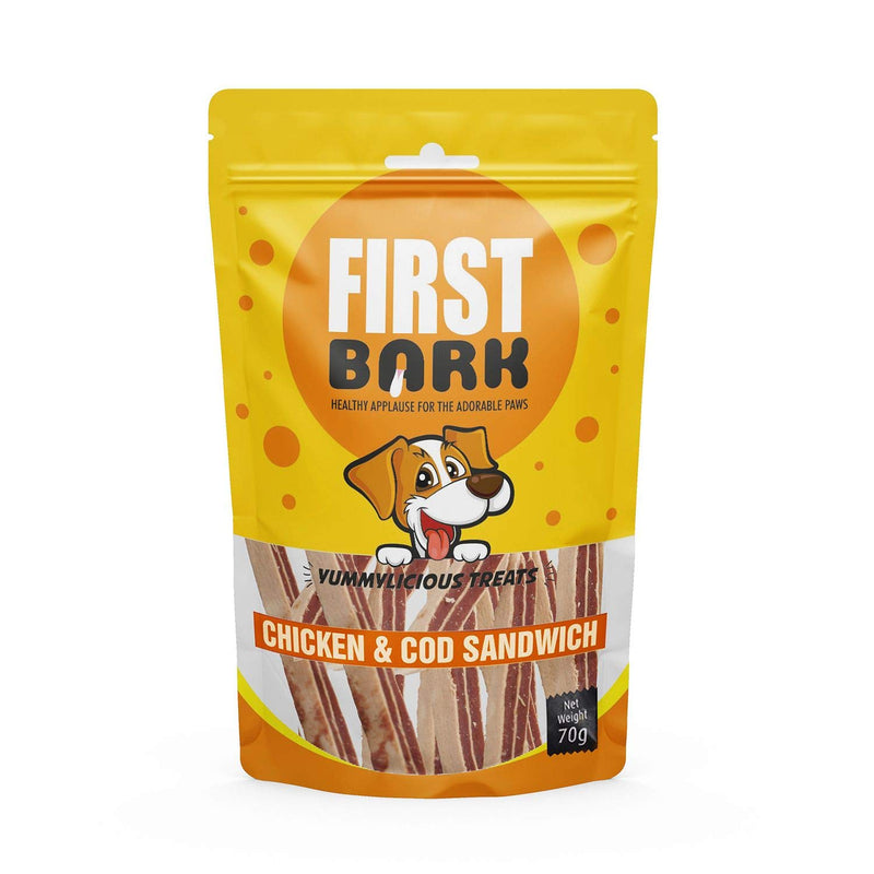 First Bark Dog Treats Chicken & Cod Sandwich, 70 g