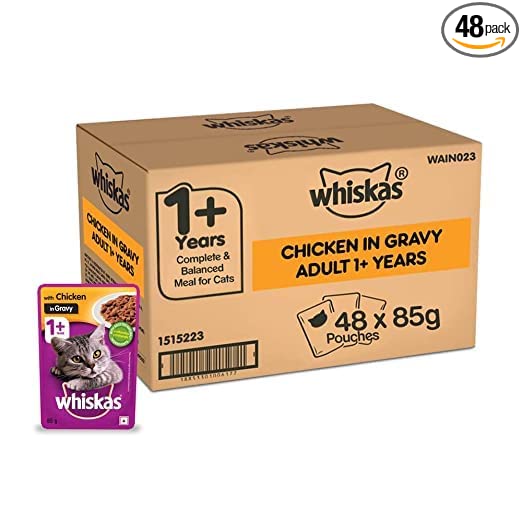 Whiskas Adult Wet Cat Food Chicken in Gravy, 85g