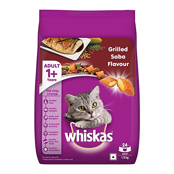 WHISKAS Adult Dry Food, Grilled Saba