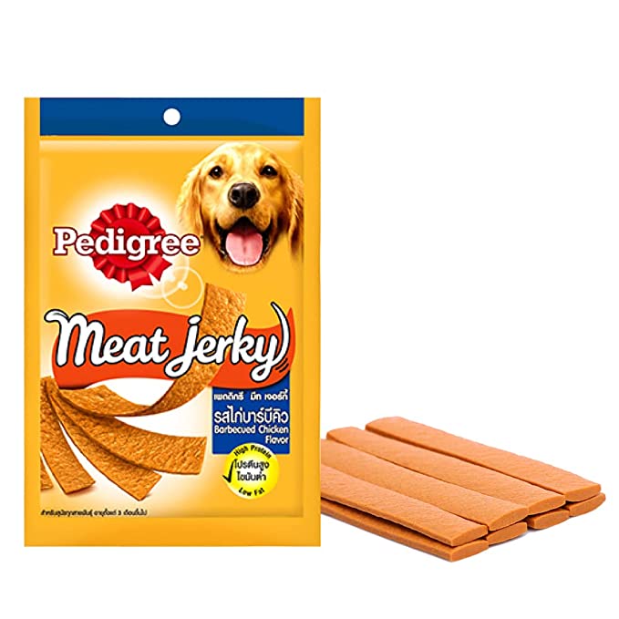 Pedigree Meat Jerky Adult Dog Treat , Barbecued Chicken 80 g (Pack of 1)