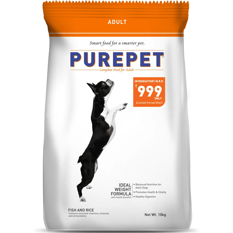 Purepet Fish & Rice Adult Dog Dry Food 10 kg (Pack of 1)