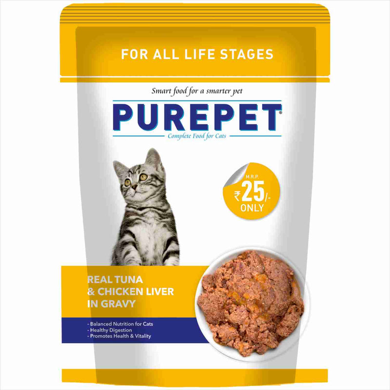 Purepet Real Tuna & Chicken Liver in Gravy Cat Wet Food 70 g