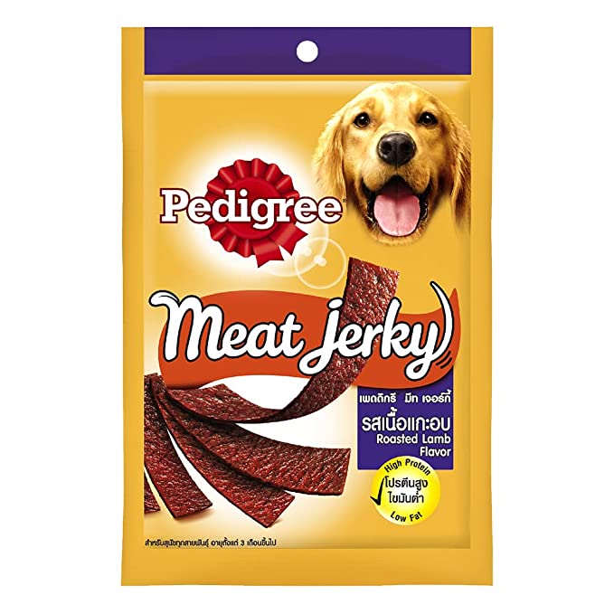 Pedigree Meat Jerky Adult Dog Treat , Roasted Lamb 80 g (Pack of 6)