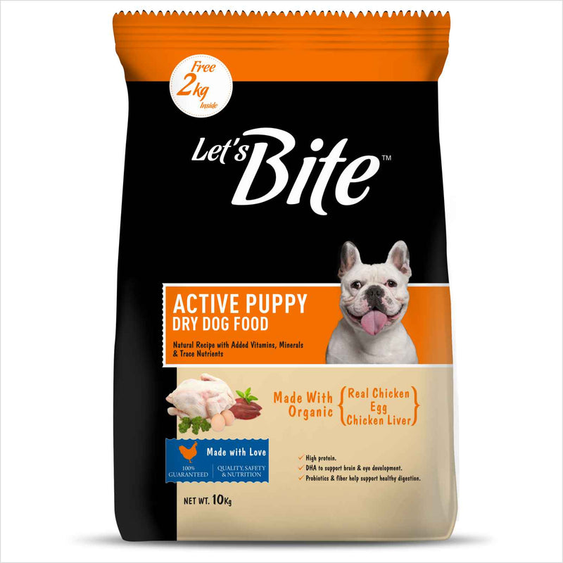 Let's Bite Active Puppy Chicken Dog Dry Food 10 kg