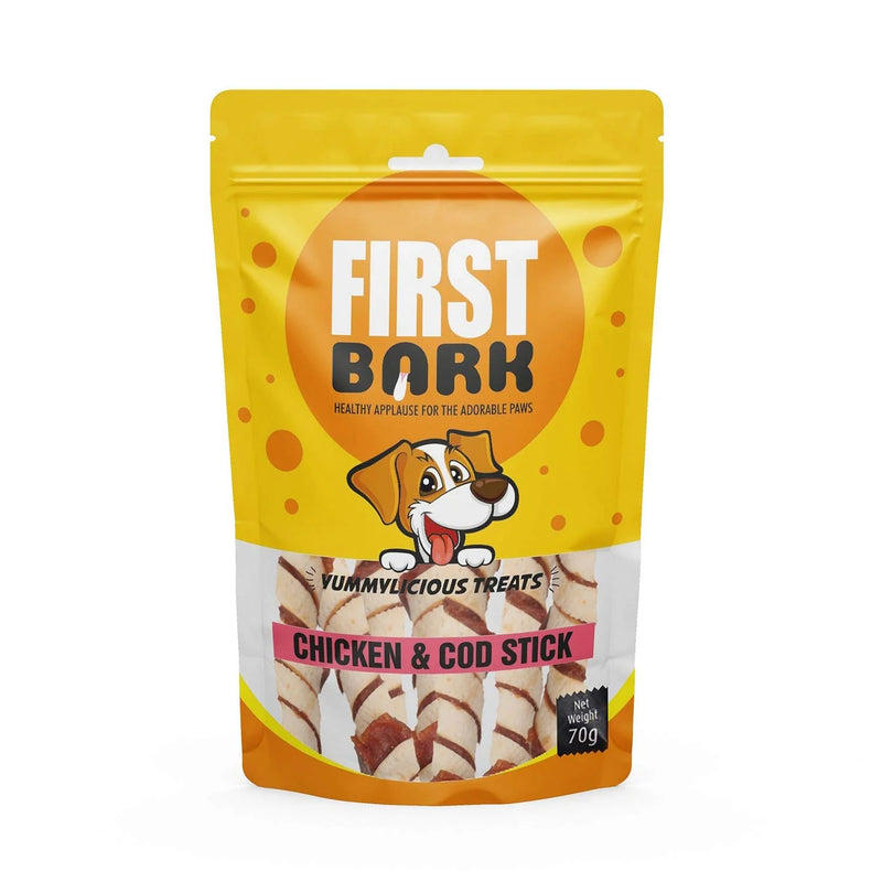 FirstBark Dog Treats- Chicken & Cod Stick, 70 g