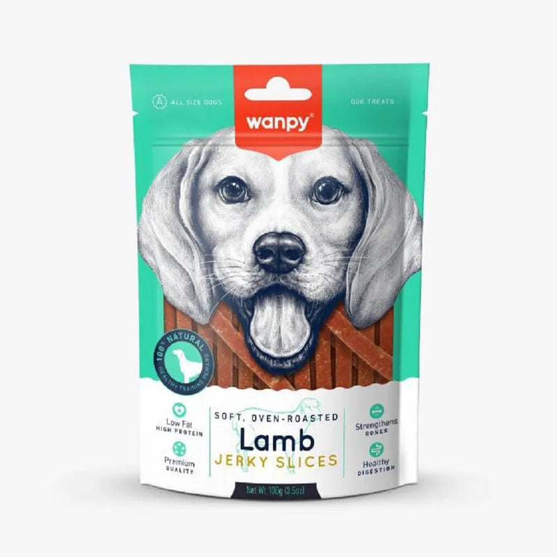 Wanpy Soft Oven Roasted Lamb Jerky Slices – Dog Treats, 100g